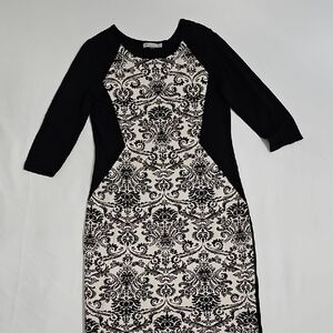 Danny & Nicole Black and Cream Long Sleeve Dress